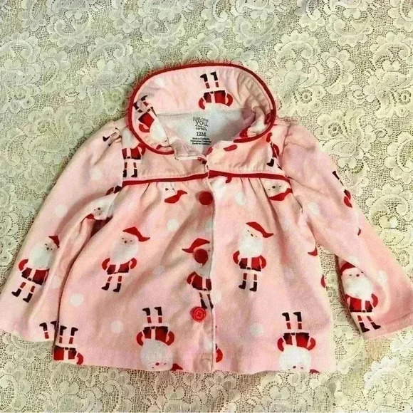 Carter’s Just For You Santa Christmas Pajamas 12 M Pink - Picture 3 of 8